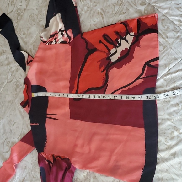 Tanya Taylor Avril Printed Satin Tie Multicolor Blouse Size XS - Picture 12 of 12